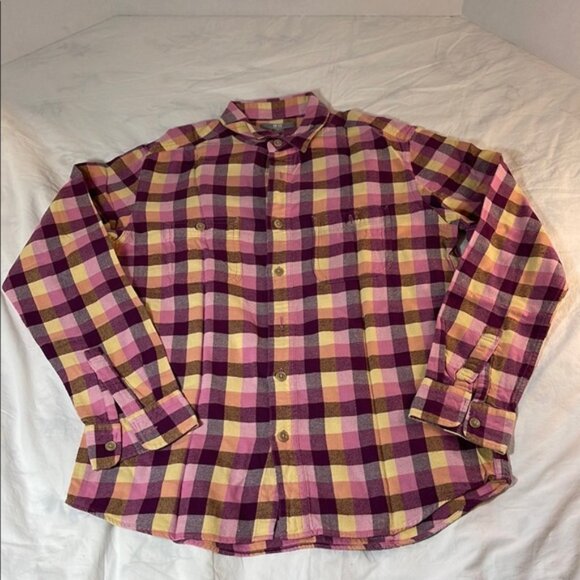 Uniqlo Pink and Yellow Casual Button Down Shirt - Picture 1 of 7